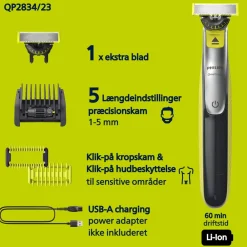 Philips 360 QP2834/23 Oneblade Face & Body Barbermaskine- Personlig Pleje