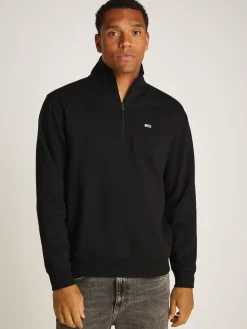 Tommy Jeans 1/4 Zip Mock Neck Fleece Sweatshirt, , M- Sweatshirts & Trøjer
