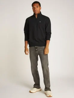 Tommy Jeans 1/4 Zip Mock Neck Fleece Sweatshirt, , M- Sweatshirts & Trøjer