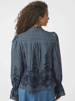 Online Amara Stripe Emb Bluse, , 40 Dame Bluser & Skjorter