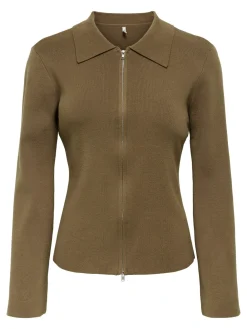 Clearance Andrea Zip Polo Cardigan, , M Dame Cardigans