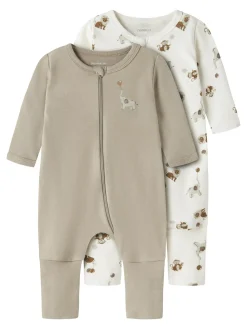 Name It Animal Zip 2-pak Natdragt, , 80 cm-Børn Undertøj & Nattøj