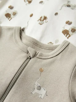 Name It Animal Zip 2-pak Natdragt, , 80 cm-Børn Undertøj & Nattøj