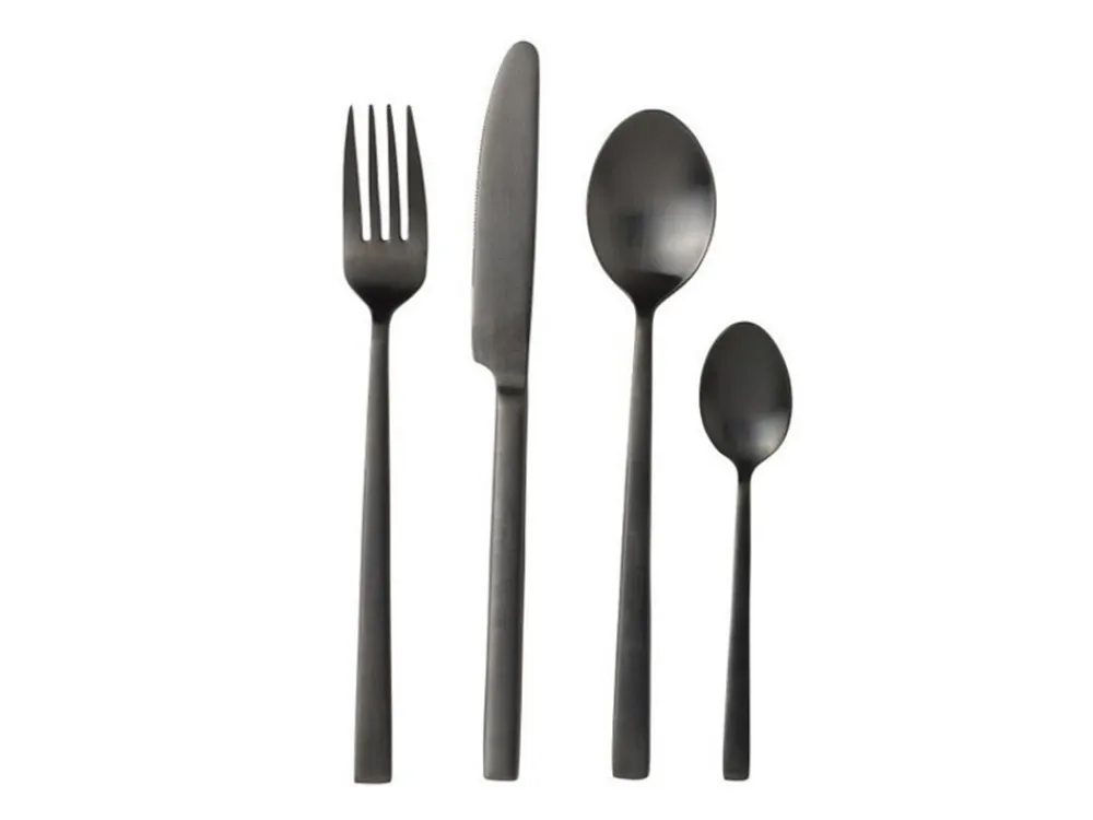 Clearance Bestiksæt, Sort Satin, 16 Dele Bestik