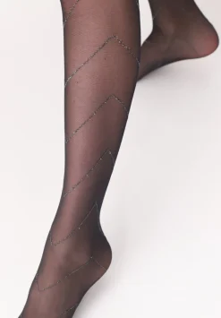 Outlet Bright Chevron Sheer Strømpebukser, , L/XL Dame Strømper