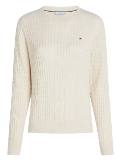 Tommy Hilfiger Cable Striktrøje, , M-Dame Strik & Sweatshirts