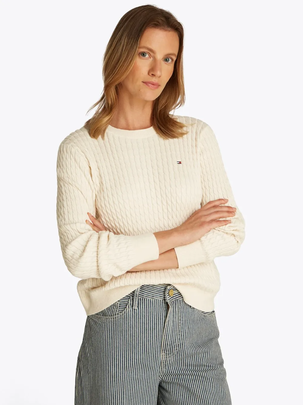 Tommy Hilfiger Cable Striktrøje, , M-Dame Strik & Sweatshirts