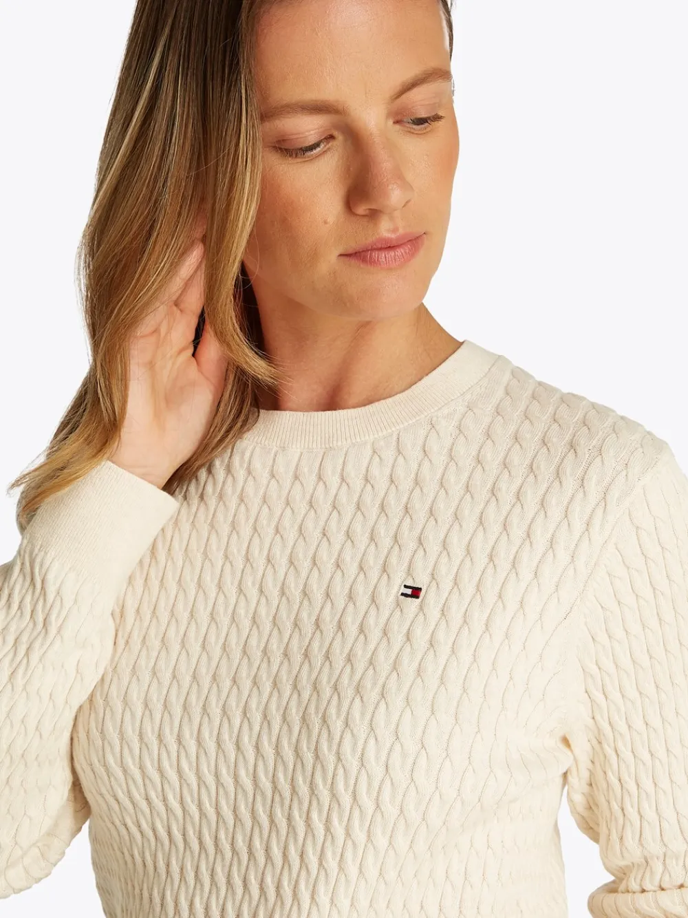 Tommy Hilfiger Cable Striktrøje, , M-Dame Strik & Sweatshirts