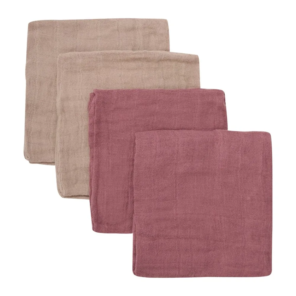 Pippi Cloth Muslin Solid 4-pak Stofbleer,-Børn Hagesmække & Stofbleer