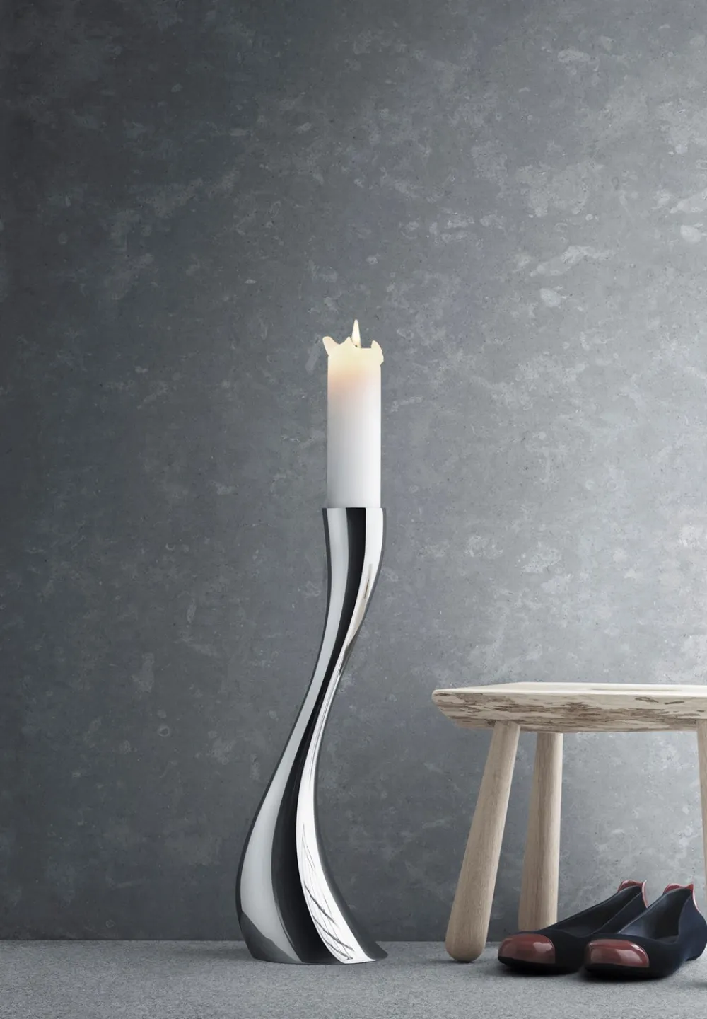 Georg Jensen Cobra Medium Gulvstage,- Lysestager & Lys
