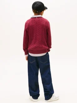 Tommy Hilfiger Cotton Cable Sweater, , 152 cm-Børn Strik & Sweatshirts