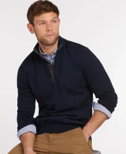 Barbour Cotton Half Zip Striktrøje, , S- Strik