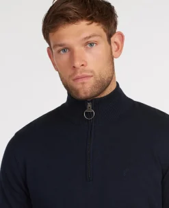 Barbour Cotton Half Zip Striktrøje, , S- Strik