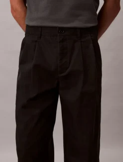Calvin Klein Cotton Pleated Half Elastic Bukser, , 34- Bukser & Chinos