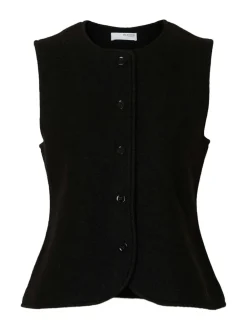 Selected Women Darla Knit Button Vest, , L-Dame Veste