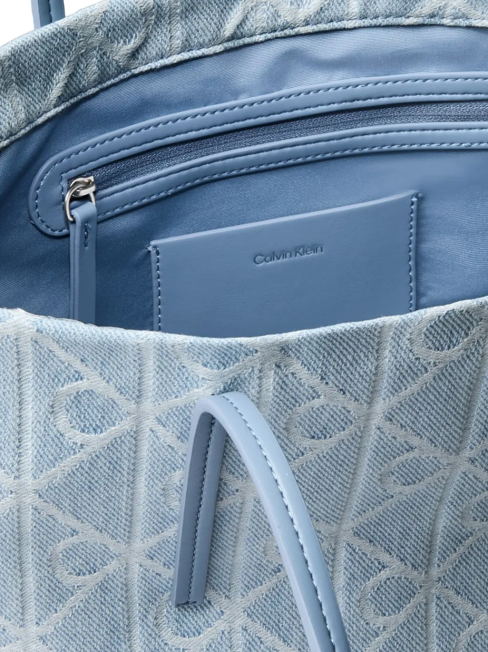 Calvin Klein Emblem Denim Small Tote Bag,-Dame Shoppere