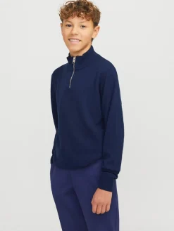 Outlet Emil Half Zip Striktrøje, , 164 cm Børn Strik & Sweatshirts