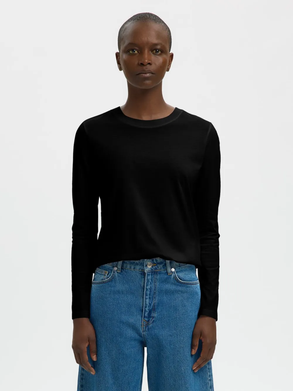 Selected Women Essential Langærmet T-shirt, , M-Dame T-Shirts & Toppe