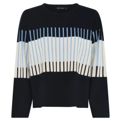 Micha Fancy Stripe Striktrøje, , XL-Dame Strik & Sweatshirts