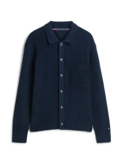 Tommy Hilfiger Fisherman Rib Coach Cardigan, , XXL- Cardigans
