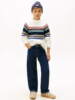 Discount Flag Embroidery Relaxed Jeans, , 164 cm Børn Jeans