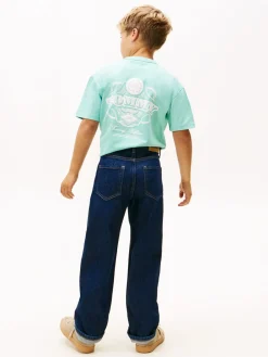 Discount Flag Embroidery Relaxed Jeans, , 164 cm Børn Jeans