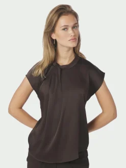 Neo Noir Fleur Drapy Satin Bluse, , 40-Dame Bluser & Skjorter