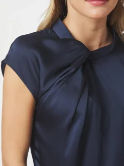 Neo Noir Fleur Drapy Satin Bluse, , 38-Dame Bluser & Skjorter