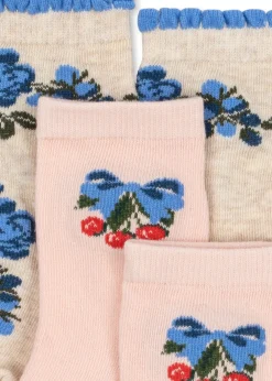 New Flower And Cherry Jacquard 2-pak Strømper, , 29-32 Børn Sokker & Strømper