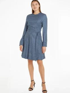 Tommy Hilfiger Foulard Fit & Flare Knee Kjole, , 34-Dame Kjoler