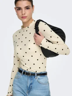 JDY Fransiska Life Langærmet Højhalset Bluse, , L-Dame T-Shirts & Toppe