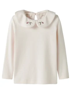 Lil' Atelier Fundo Emb Slim Bluse, , 122-128 cm-Børn Bluser