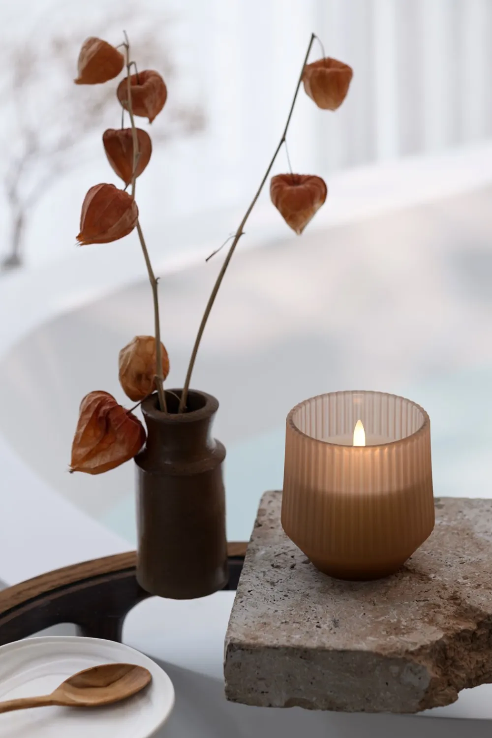 Clearance Glas LED Duftlys, Lysestager & Lys|Duft Til Hjemmet