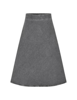 Mads Nørgaard Grey Denim Stelly C Lang Nederdel, , 34-Dame Nederdele