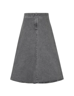 Mads Nørgaard Grey Denim Stelly C Lang Nederdel, , 34-Dame Nederdele