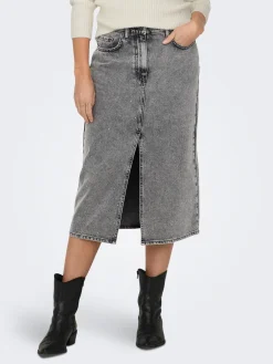 ONLY Gry Højtaljet Denimnederdel, , M-Dame Nederdele