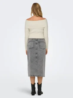 ONLY Gry Højtaljet Denimnederdel, , M-Dame Nederdele