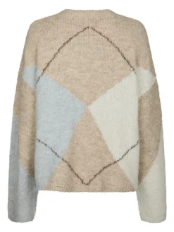 Neo Noir Inga Check Fluff Knit Striktrøje, , 36-Dame Strik & Sweatshirts