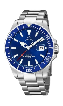 New J860 Herreur, Stål/Blå, 43 mm Ure