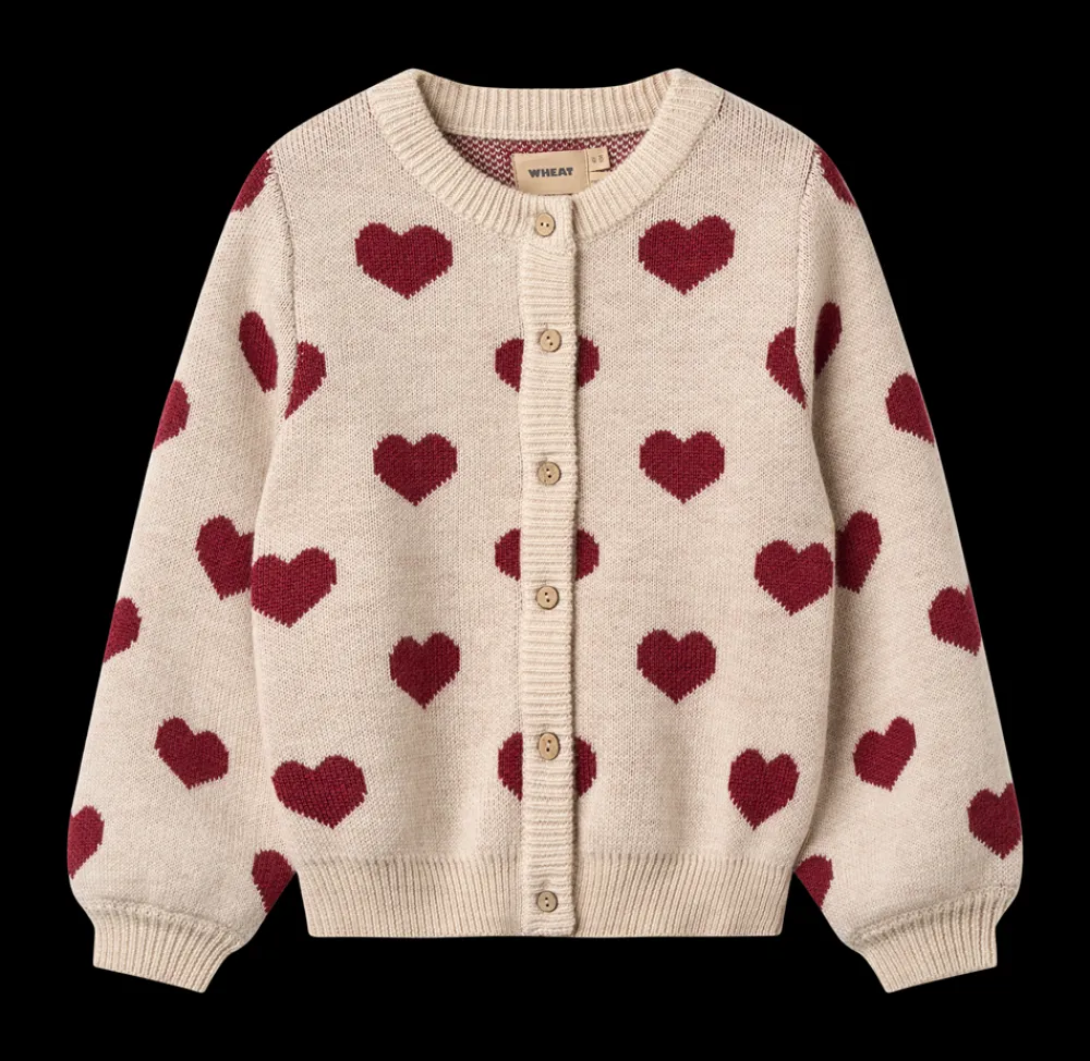 Sale Jacquard Hearts Cardigan, , 116 cm Børn Cardigans