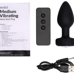 Sinful Jewel Vibrerende Medium Butt Plug- Sexlegetøj