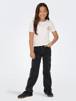 KIDS ONLY Juicy Rhinestone Wide Leg Jeans, , 152 cm-Børn Jeans
