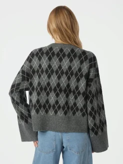Outlet Kick Check Knit Striktrøje, , 38 Dame Strik & Sweatshirts