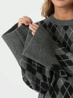 Outlet Kick Check Knit Striktrøje, , 38 Dame Strik & Sweatshirts