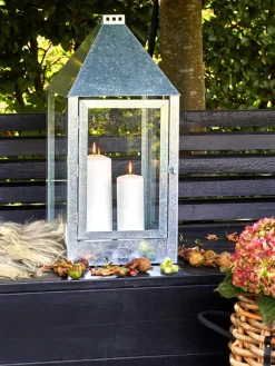 Clearance Lanterne, Galvaniseret, 32x70x32 cm Lanterner & Lyskæder