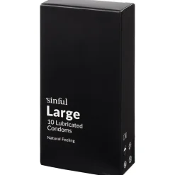 Sinful Large Kondomer, 10 stk- Glidecreme & Kondomer