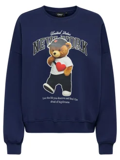 KIDS ONLY Linda Life Bear O-Neck Sweatshirt, , 158-164 cm-Børn Strik & Sweatshirts