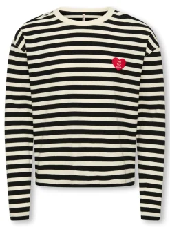 KIDS ONLY Livina O-Neck Stripe Bluse, , 122-128 cm-Børn Bluser