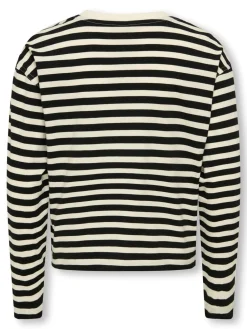 KIDS ONLY Livina O-Neck Stripe Bluse, , 122-128 cm-Børn Bluser