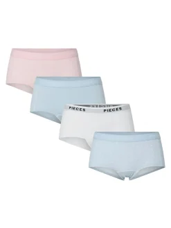 Pieces Logo 4-pak Trusser, , L-Dame Lingeri